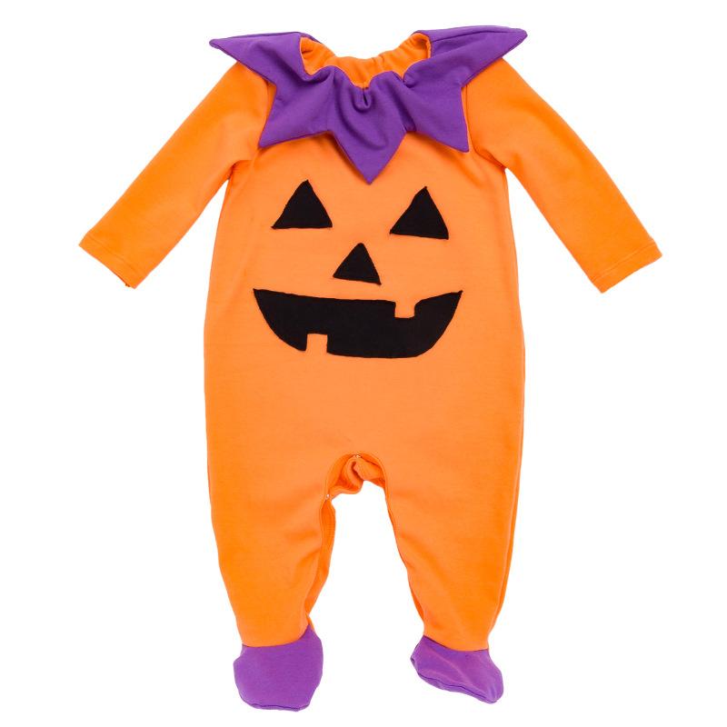 Baby Halloween Pumpkin Rompers Winter Autumn Baby Boy Girls Jumpsuit Ghost Halloween Outfits Long Sleeve Cotton 0-24M